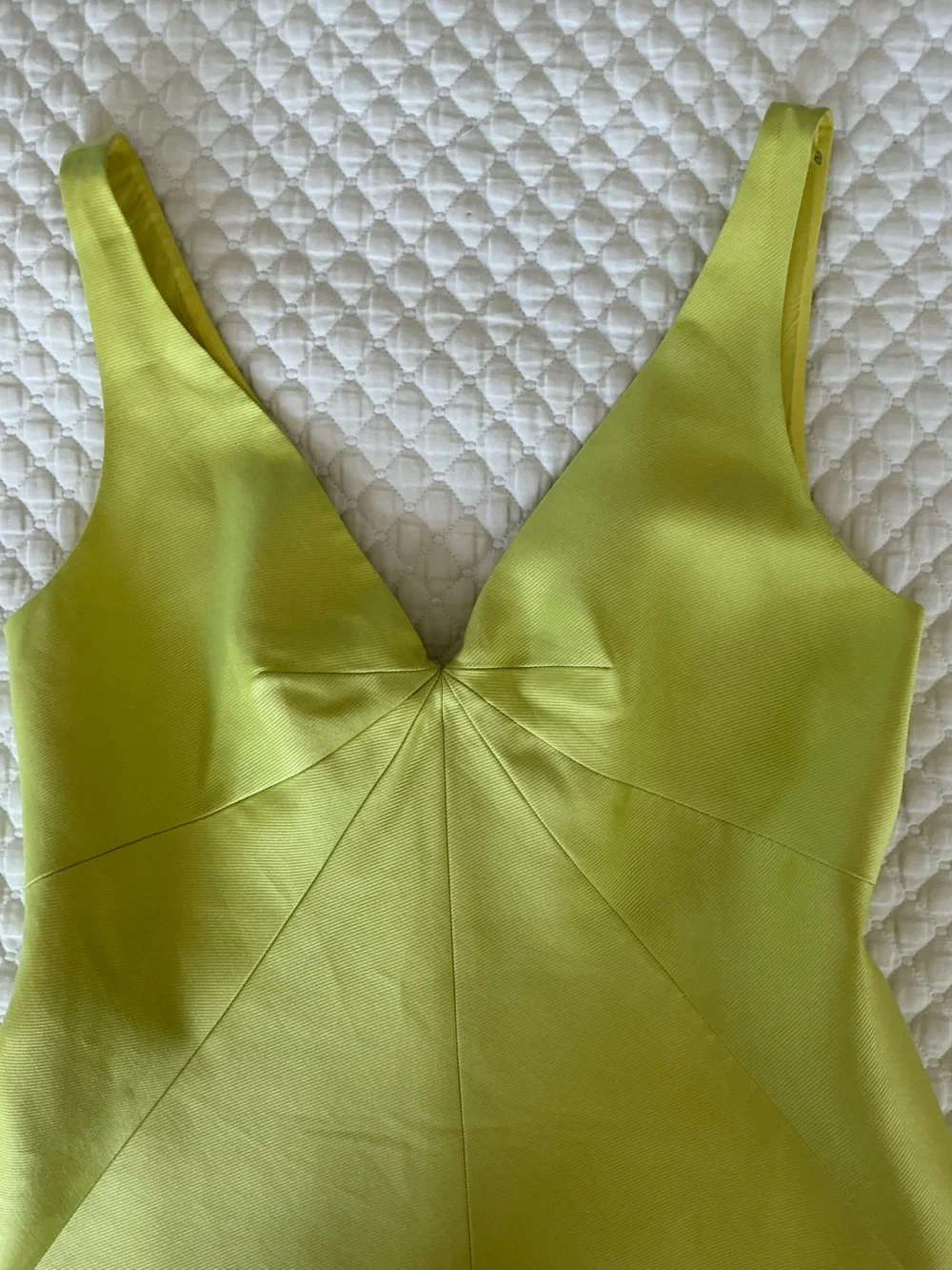 J.Crew Chartreuse Silk Blend Lime Green Sleeveless V-Neck Cocktail Dress 8 - Picture 12 of 15